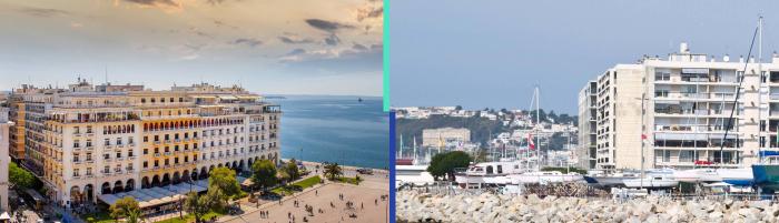 Port cities Thessaloniki and La Havre