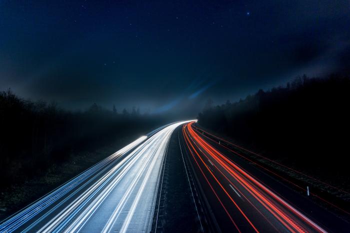Street with car lights