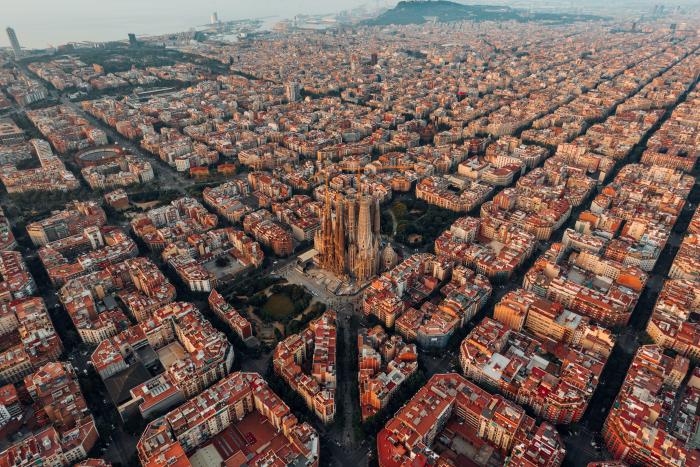 Droneshot of Barcelona Sagrada Familia