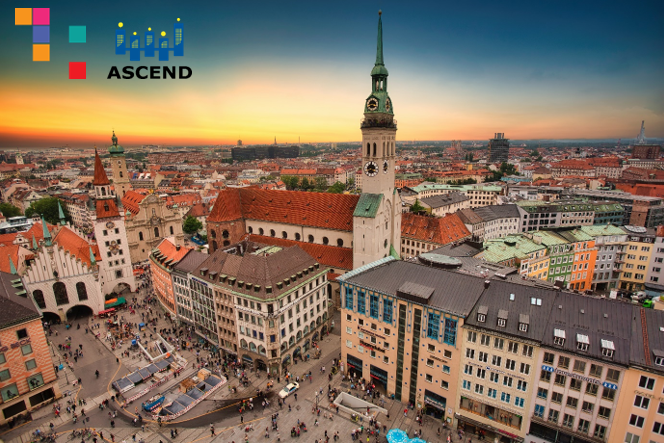 aerial shot of Munich city centre